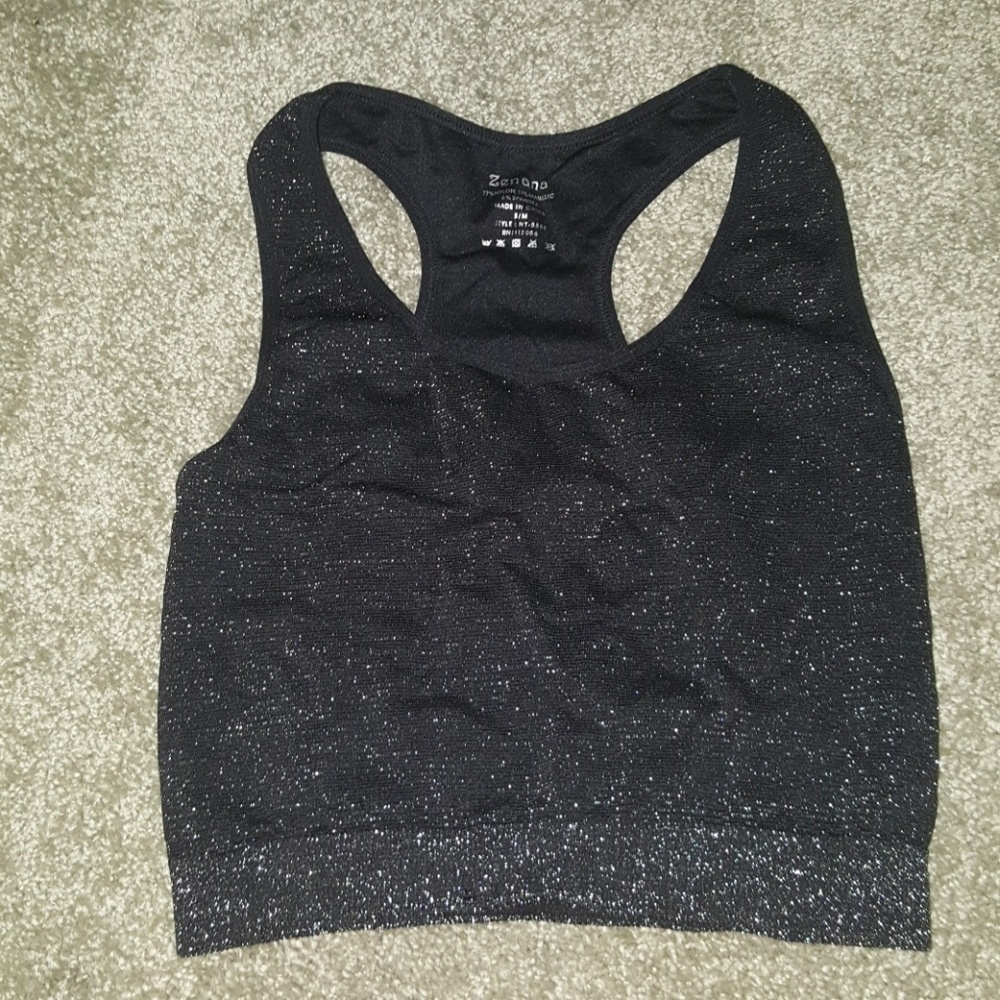 Black sparkle sports bra
